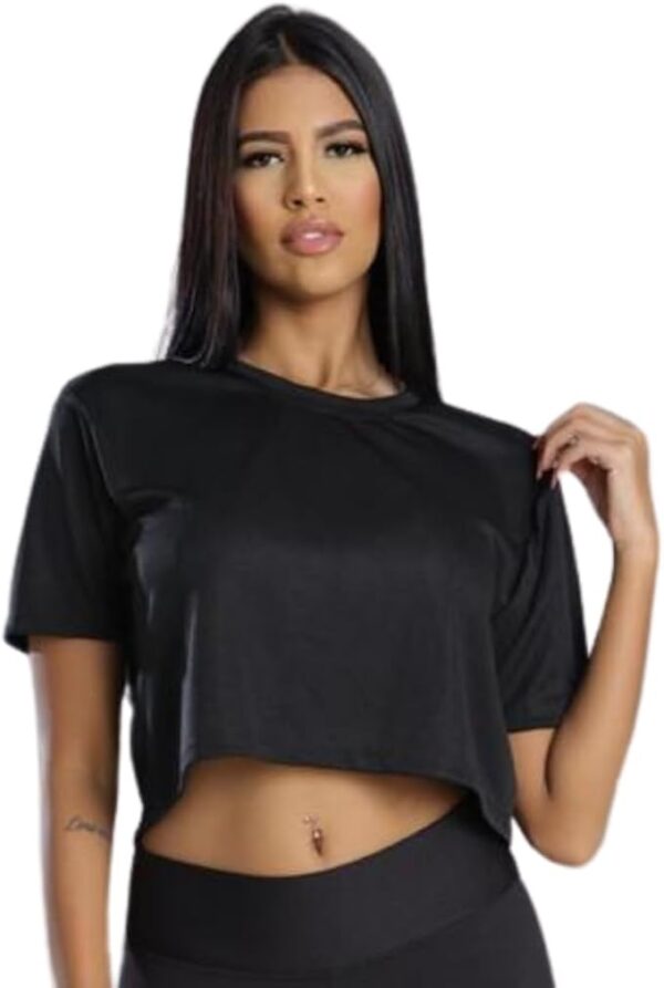 Camiseta Cropped Feminino Curta De Academia Tecido Leve E Fresco